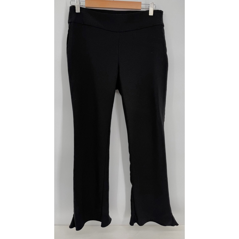 INC International Concepts Black Ruffle Split Hem Cropped Flare Pants Sz 6